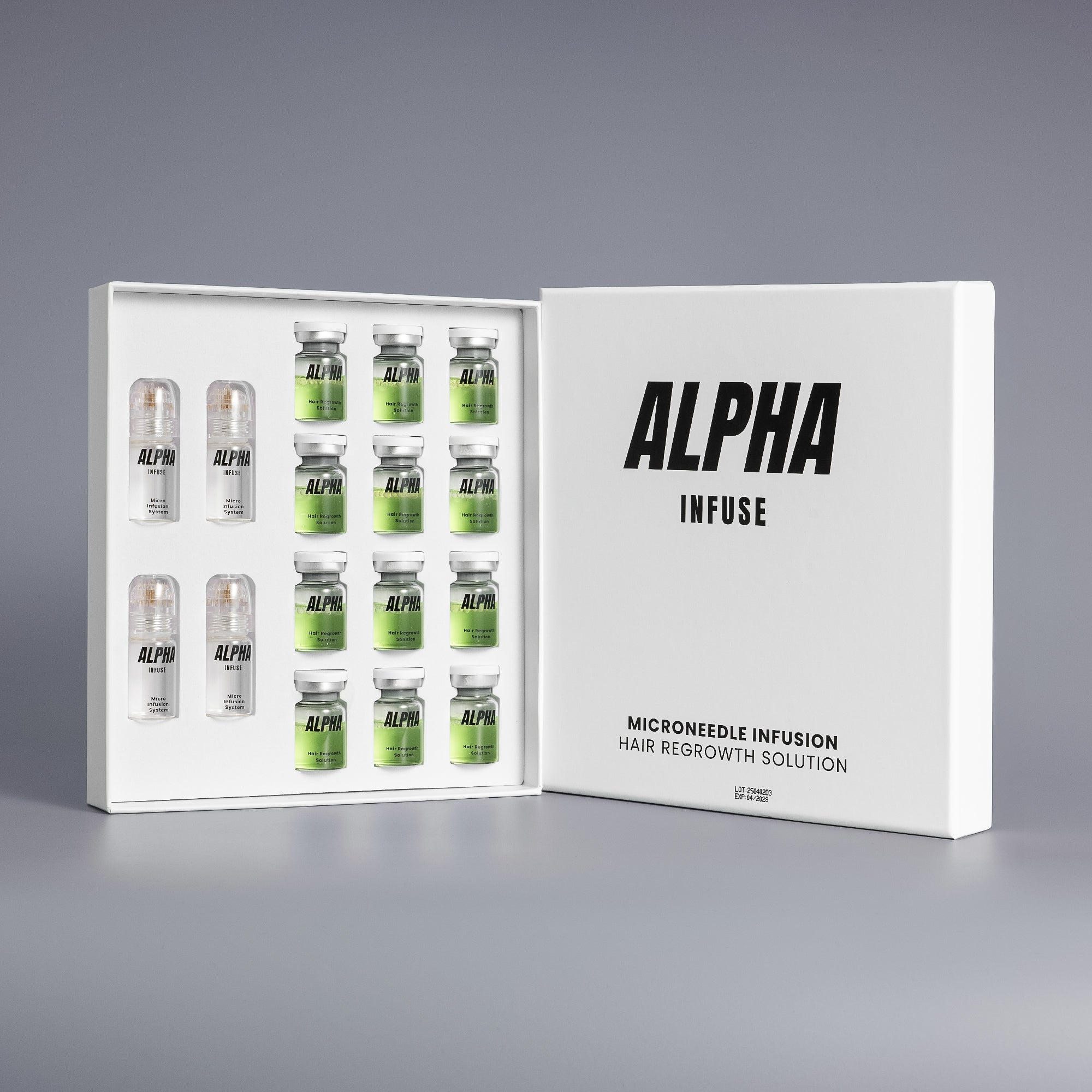 AlphaInfuse Microneedling Hair Regrowth System – Made with Panax Ginseng, Eclipta Prostrata, Peppermint & Ginger Root, Infused Deep into Your Scalp to Stop Hair Loss and Regrow Thicker Hair in 4 Weeks